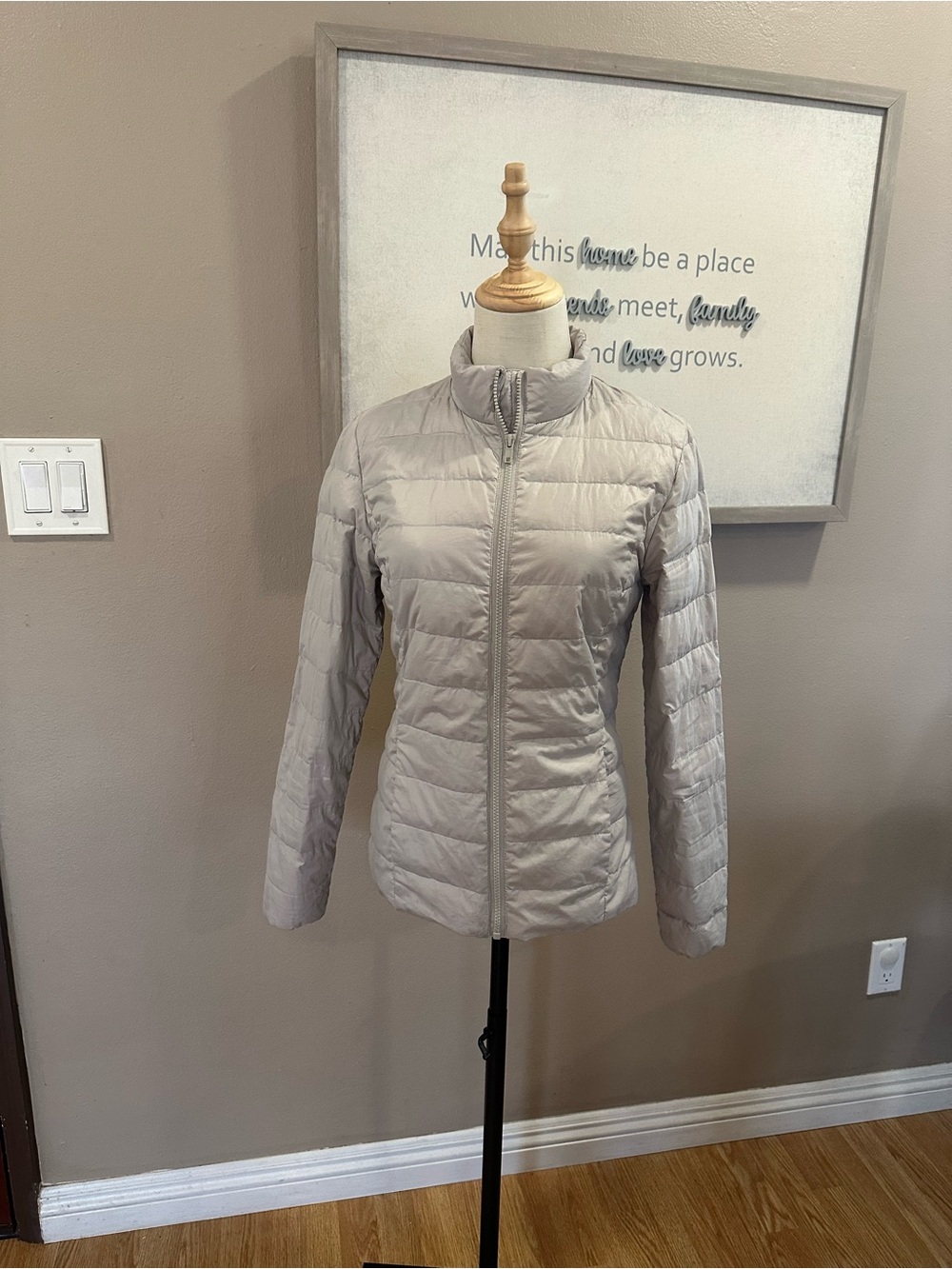 H&M Light Beige Quilted Packable Puffer Jacket